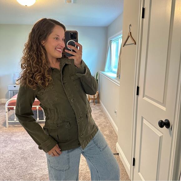 Anthropologie Green Cotton Knit Jacquard Mixed Media Jacket Small - Picture 4 of 16